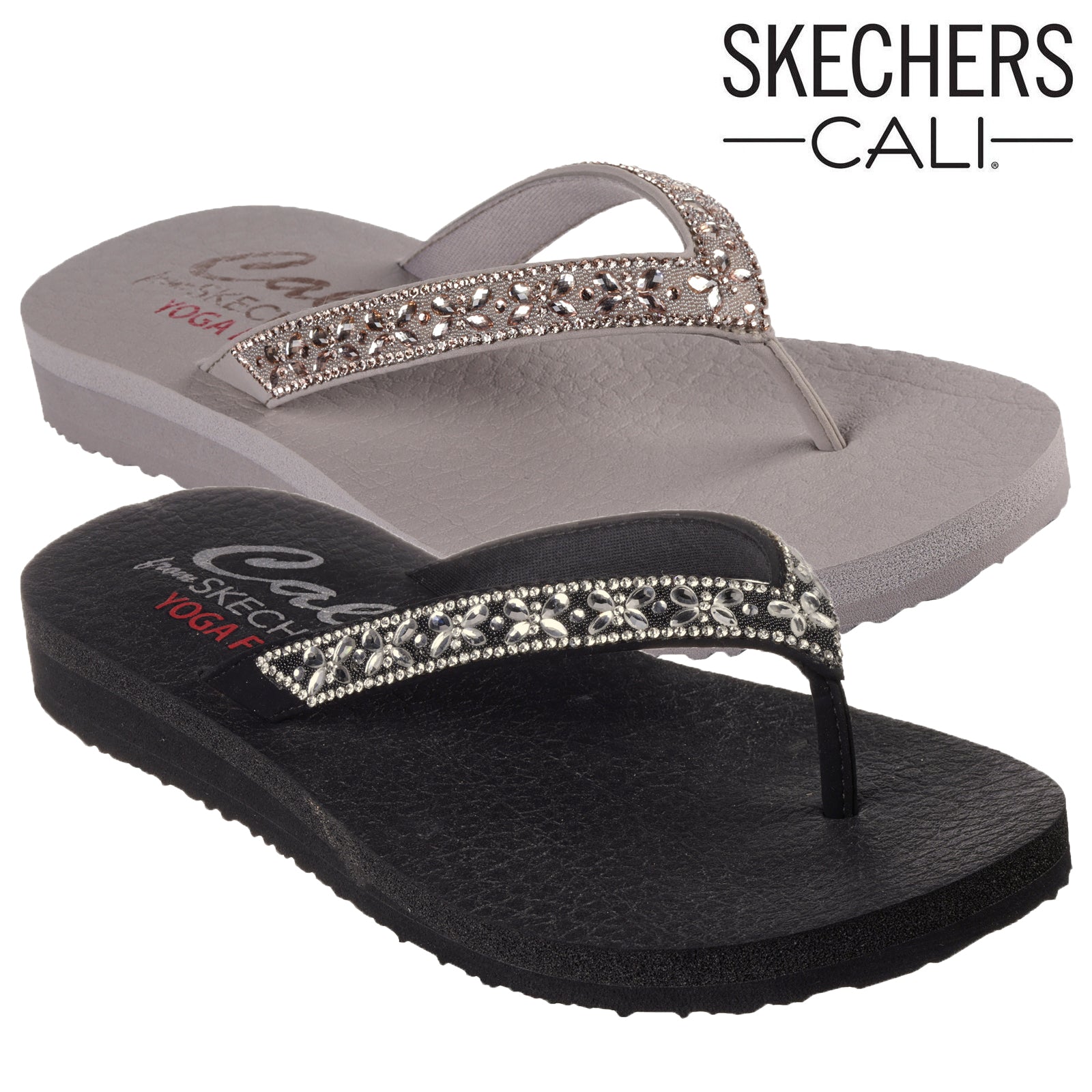 Skechers silver flip flops on sale