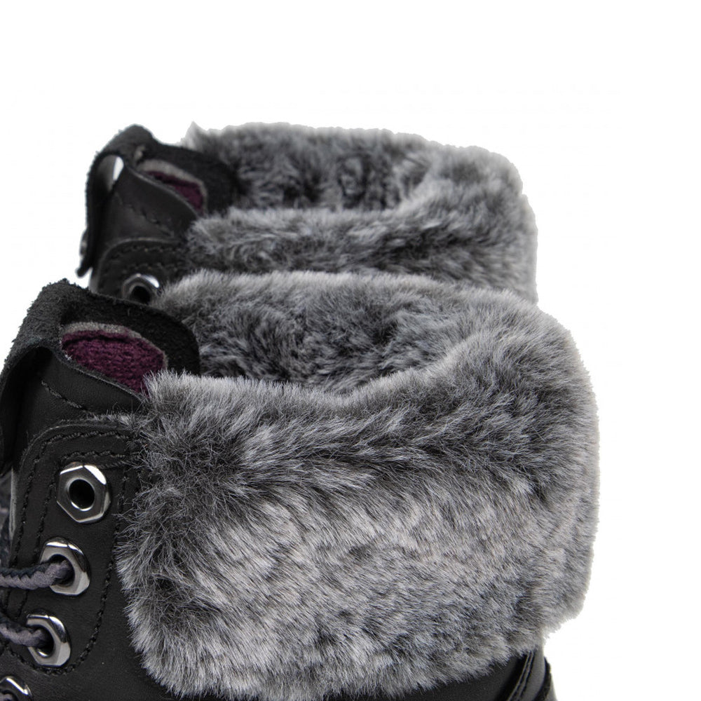 Ladies Wrangler Alaska Black Leather Faux Fur Lace Up Boots WL12523A