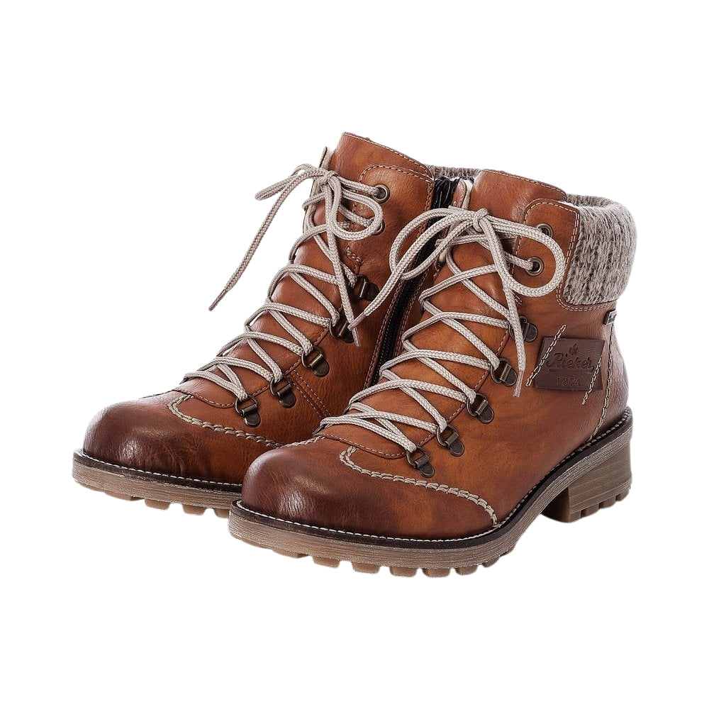 Rieker Women's Z0444-24 Wool Lined Brown Ankle Boots