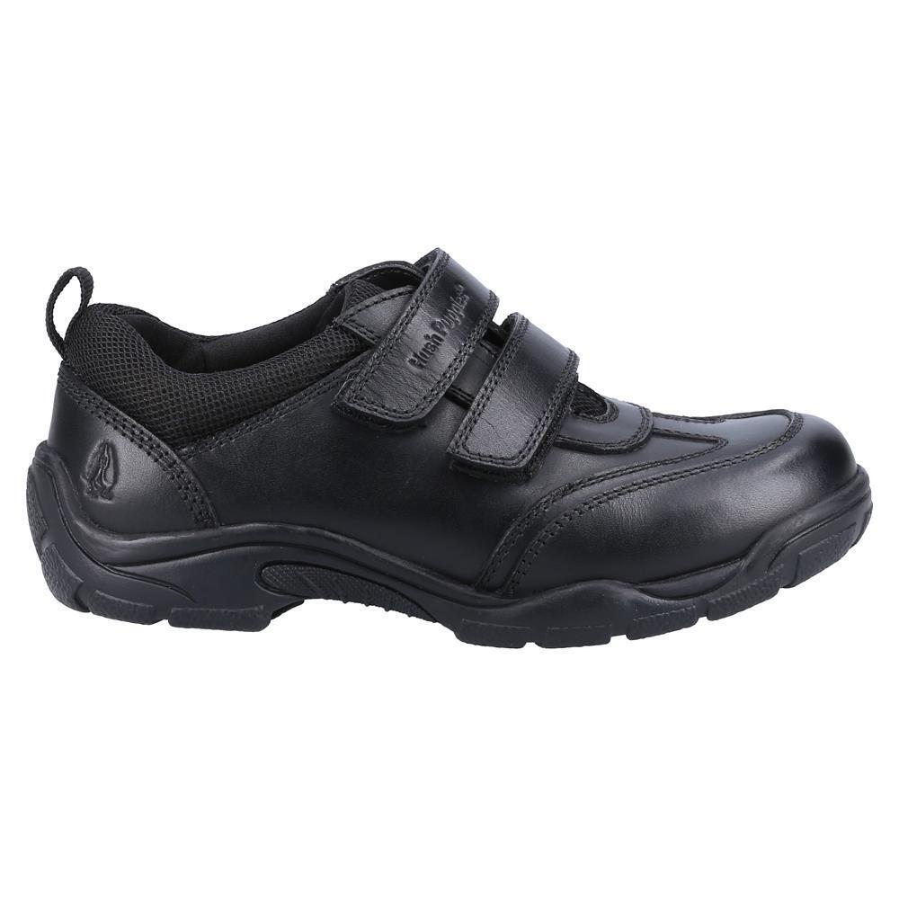 Hush Puppies Boys Alec Double Adjustable Black Leather School Shoes