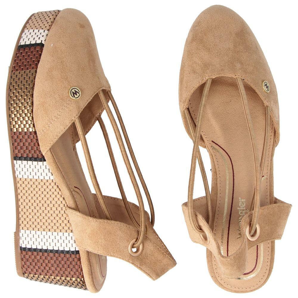 Wrangler Bella Elastic Natural Faux Suede Slip On Platform Low Wedge Shoes