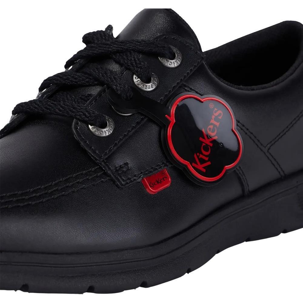 Kickers Kelland Lace Lo Black Leather Lace Up School Shoes 1-15269