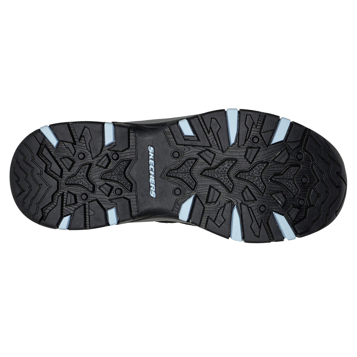 Skechers Ladies Trego Lookout Point Black/Blue Waterproof Walking Shoes