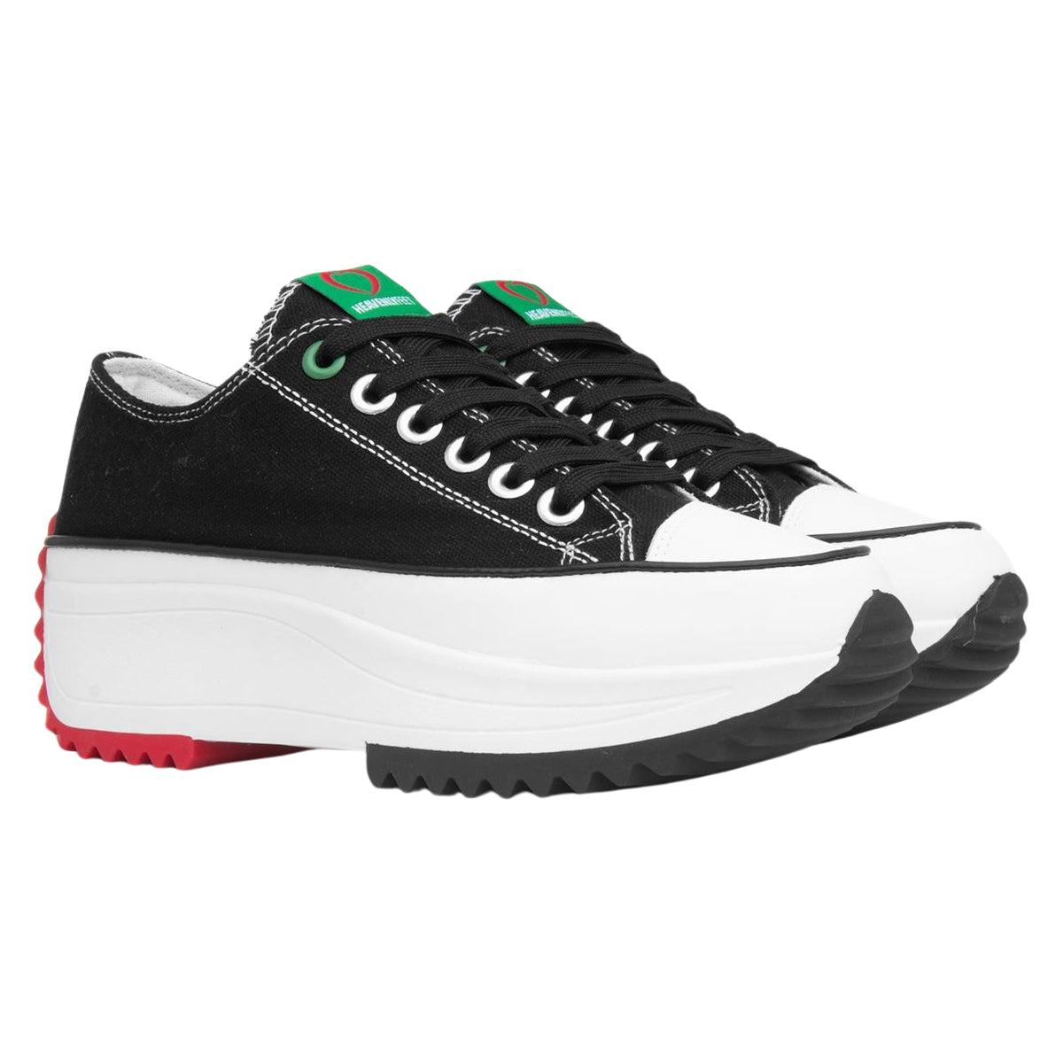 Heavenly Feet Womens Black Platform Lace Up Trainers