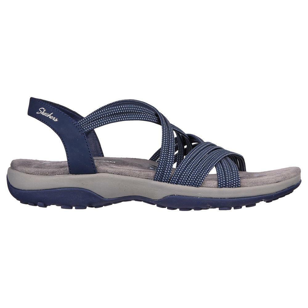 Skechers Ladies Reggae Slim Turn It Up Navy Strappy Vegan Sandals 163117/NVY