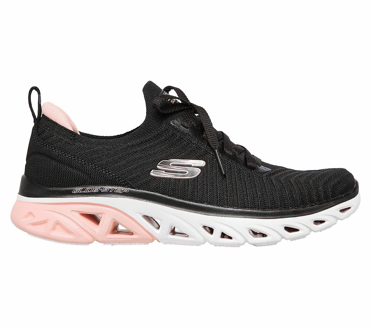 Skechers Ladies Glide Step Sport Level Up Black Trainers Vegan Shoes 149553/BKBK