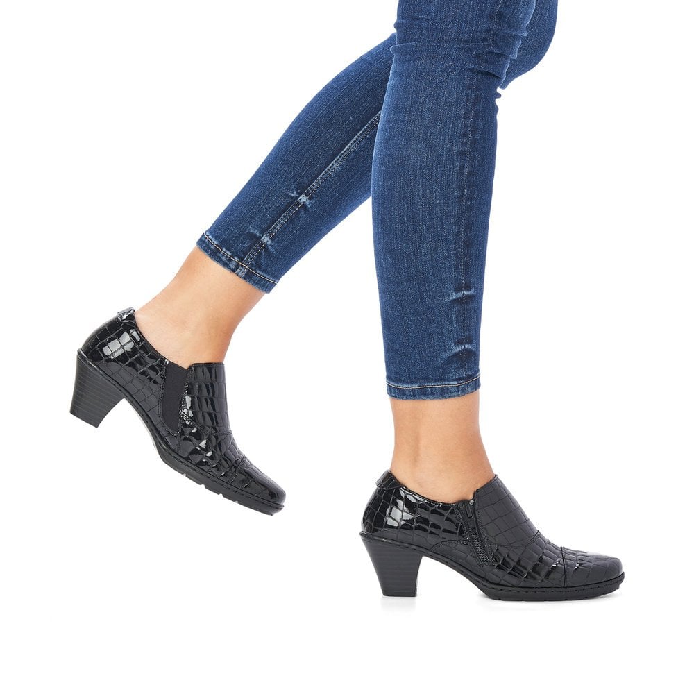 Rieker 57173-03 Black Croc Patent Trouser Shoes