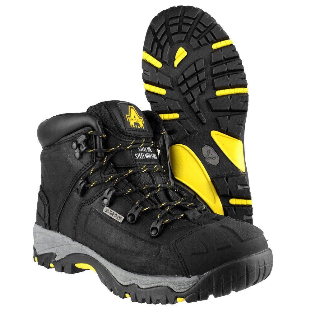 Amblers Mens Waterproof Breathable Leather Safety Boots FS32 Black