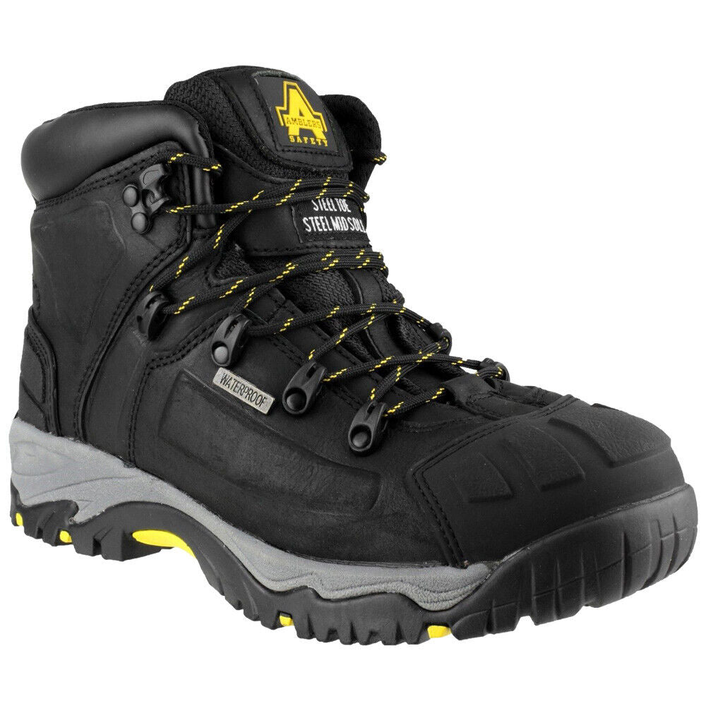 Amblers Mens Waterproof Breathable Leather Safety Boots FS32 Black