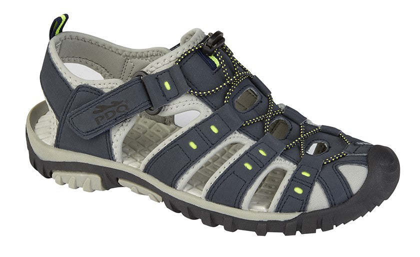 PDQ Mens Closed Toe Sports Walking Sandals Navy/Lime