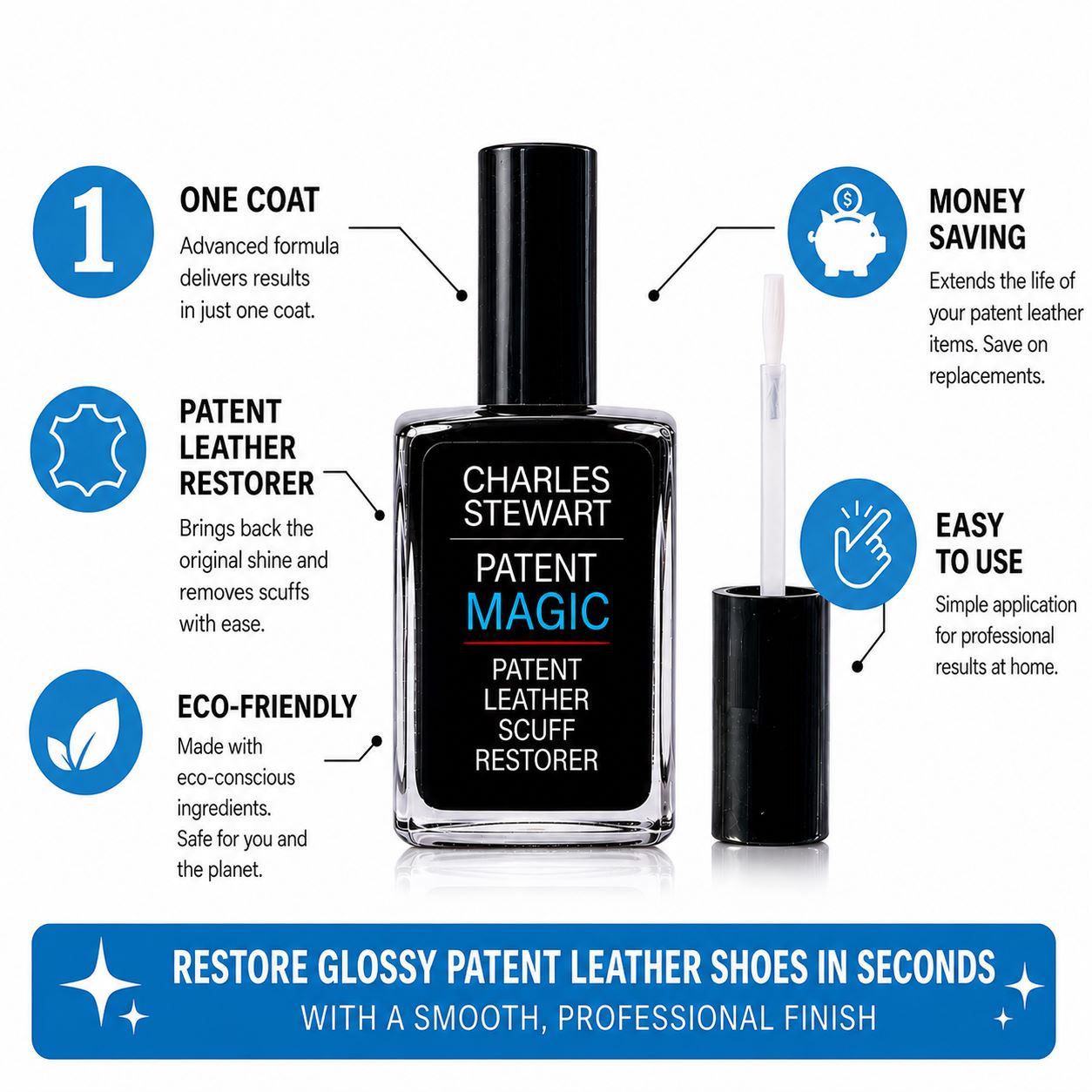 Patent Leather Scuff Restorer Black Liquid Gloss