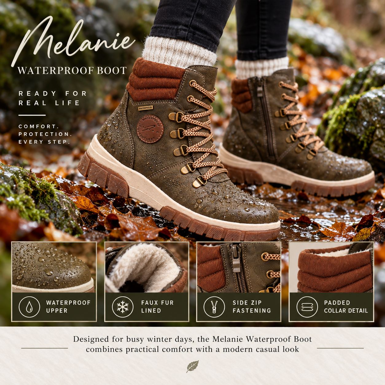 Lunar Women's Melanie Waterproof Ankle Boots