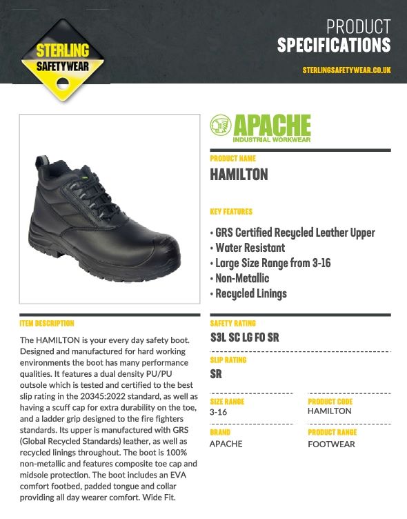 Apache Hamilton Black GRS Leather Composite Safety Work Boots