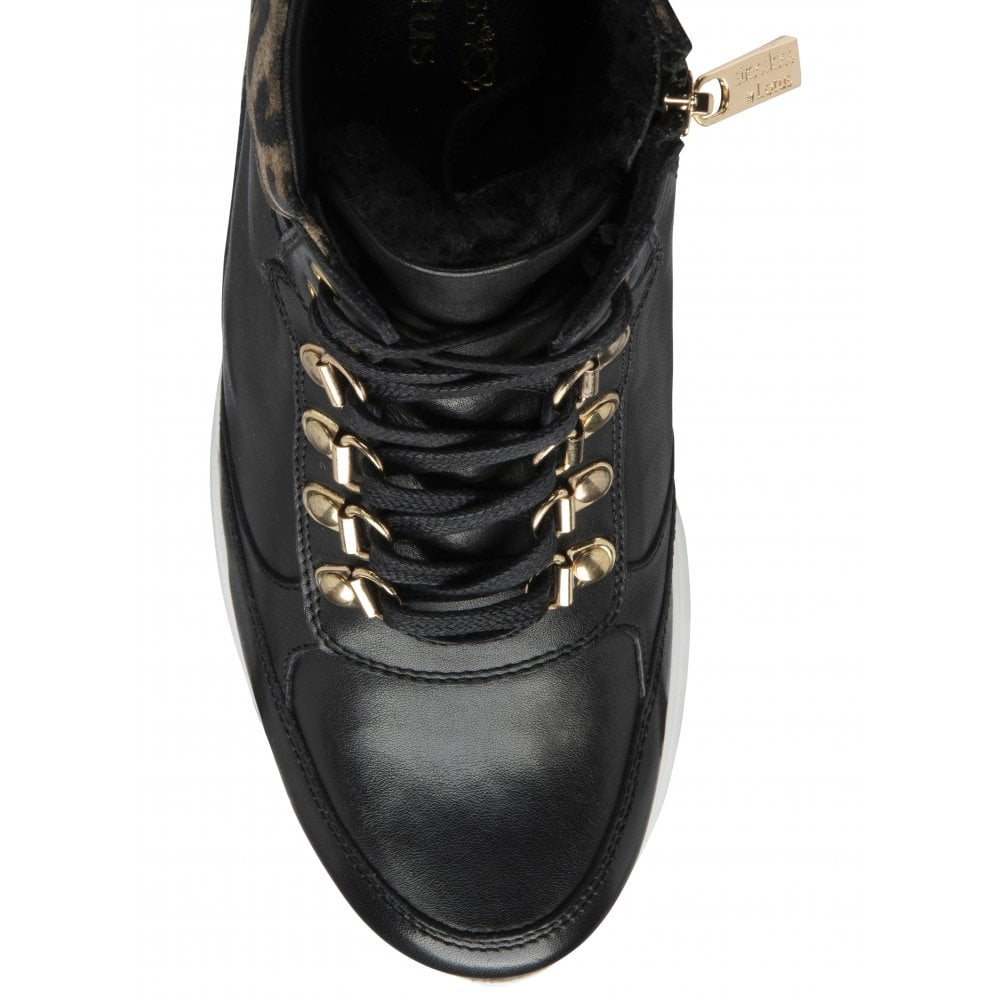 Lotus Ladies Saskia Stressless Black Patent Leopard Wedge Ankle Boots Trainers