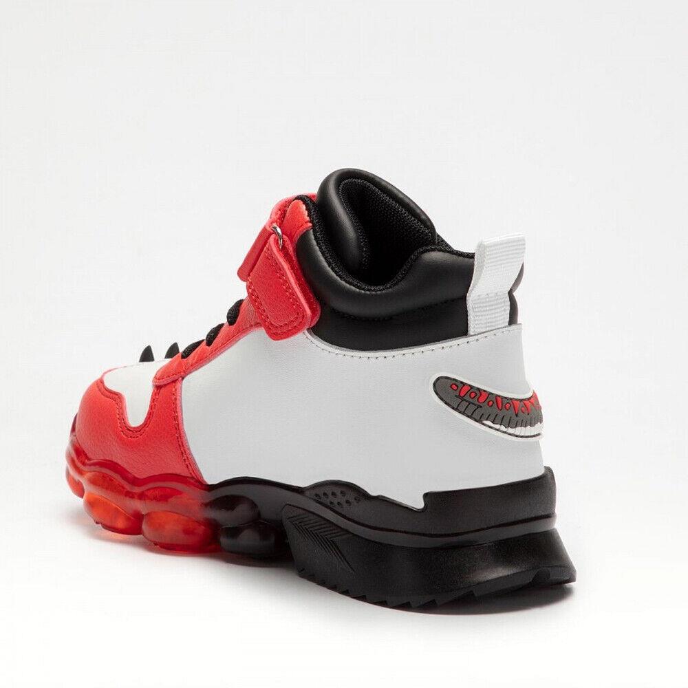 Bull Boys T-Rex Lights White/Red Dinosaur Light Up Hi-Tops DNAL2201 (AA53)