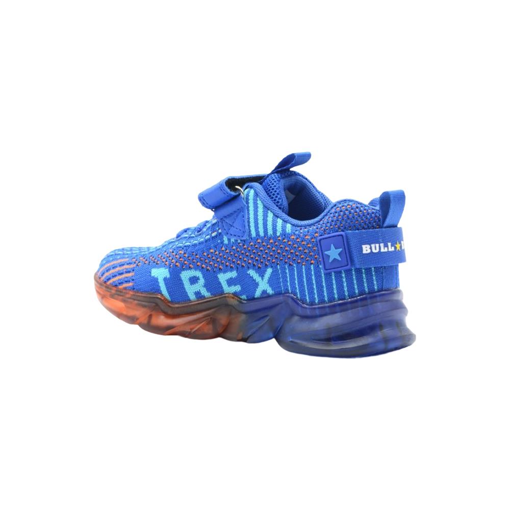 Bull Boys T-Rex Dinosaur Royal Blue Light Up Flashing Trainers Shoes