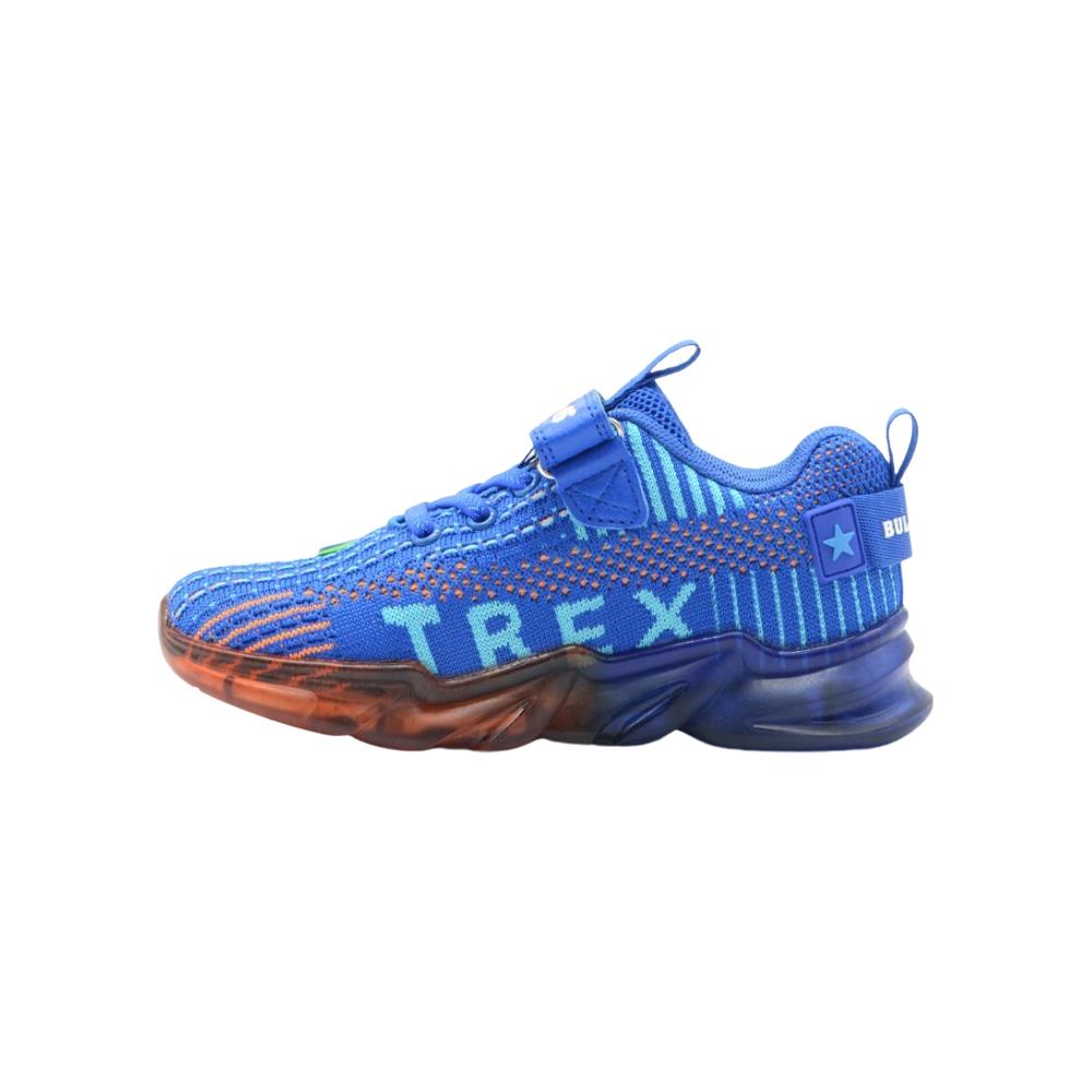 Bull Boys T-Rex Dinosaur Royal Blue Light Up Flashing Trainers Shoes