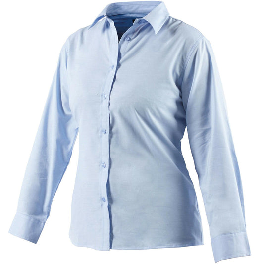 Ladies Dickies Oxford Weave Long Sleeve Work Shirt Button Front Blue SH64300