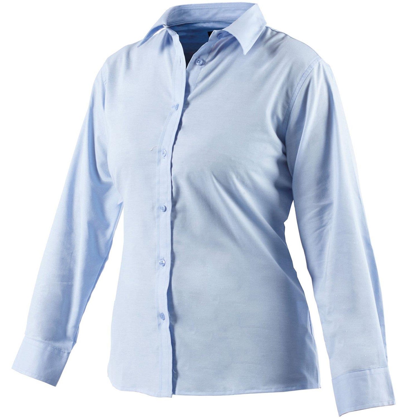 Ladies Dickies Oxford Weave Long Sleeve Work Shirt Button Front Blue SH64300