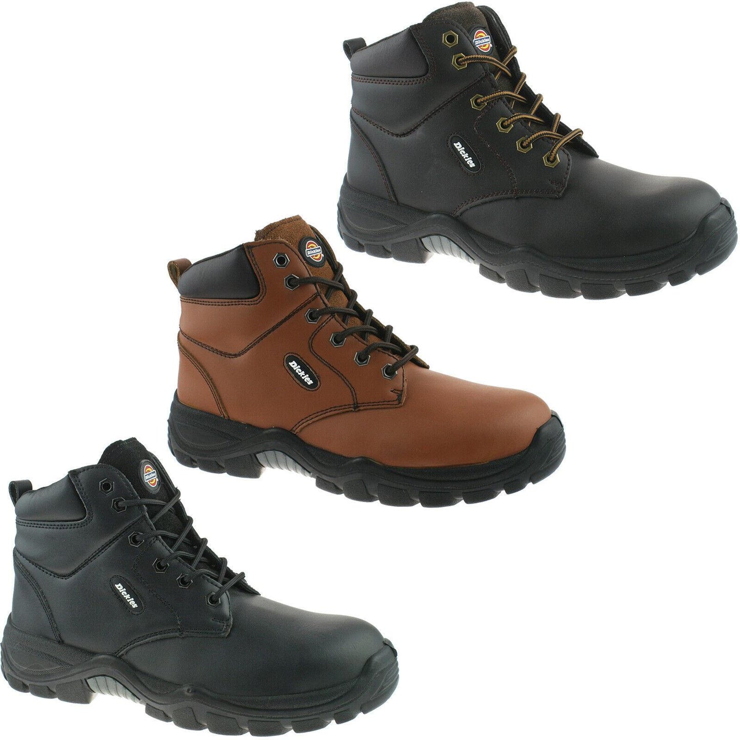 Mens Dickies Newark Safety Work Boots Black Brown Chestnut