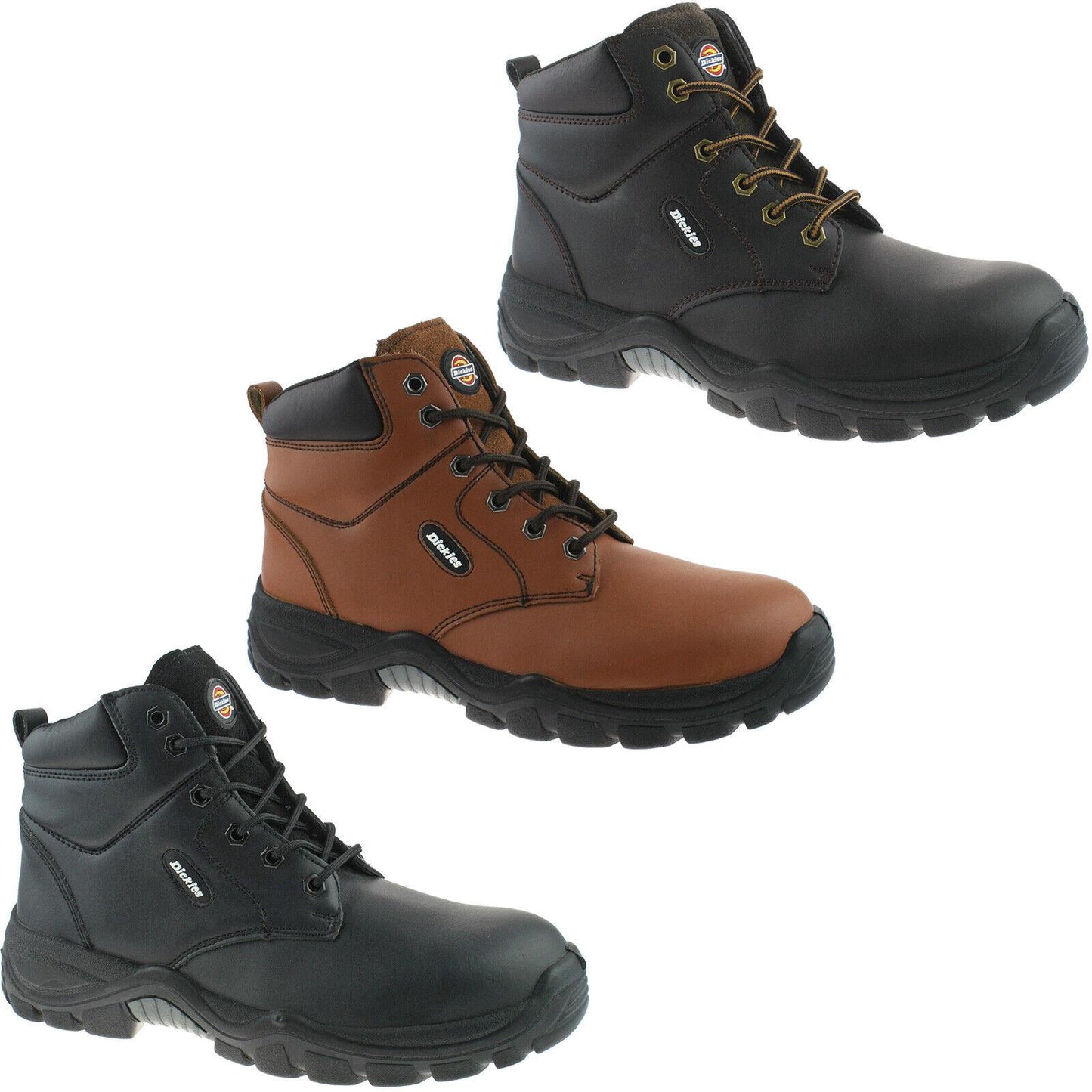 Mens Dickies Newark Safety Work Boots Black Brown Chestnut