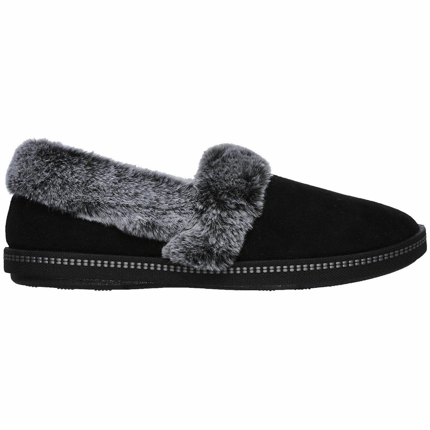 Ladies Skechers Cozy Campfire Team Toasty Black Faux Fur Slippers 32777/BLK