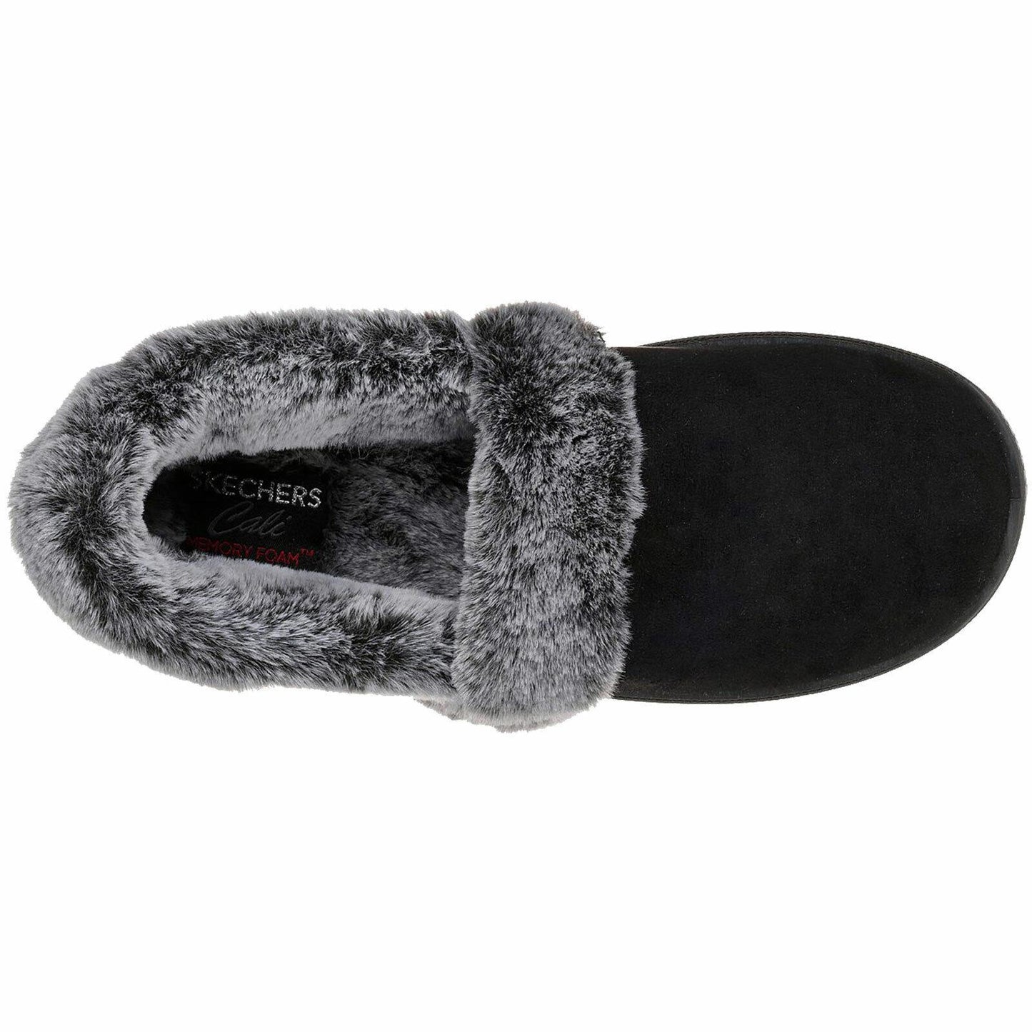 Ladies Skechers Cozy Campfire Team Toasty Black Faux Fur Slippers 32777/BLK
