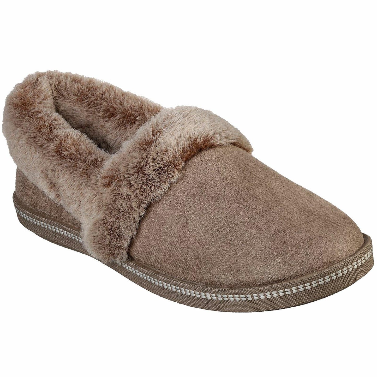 Ladies Skechers Cozy Campfire Team Toasty Dark Taupe Faux Fur Slippers 32777/DKTP
