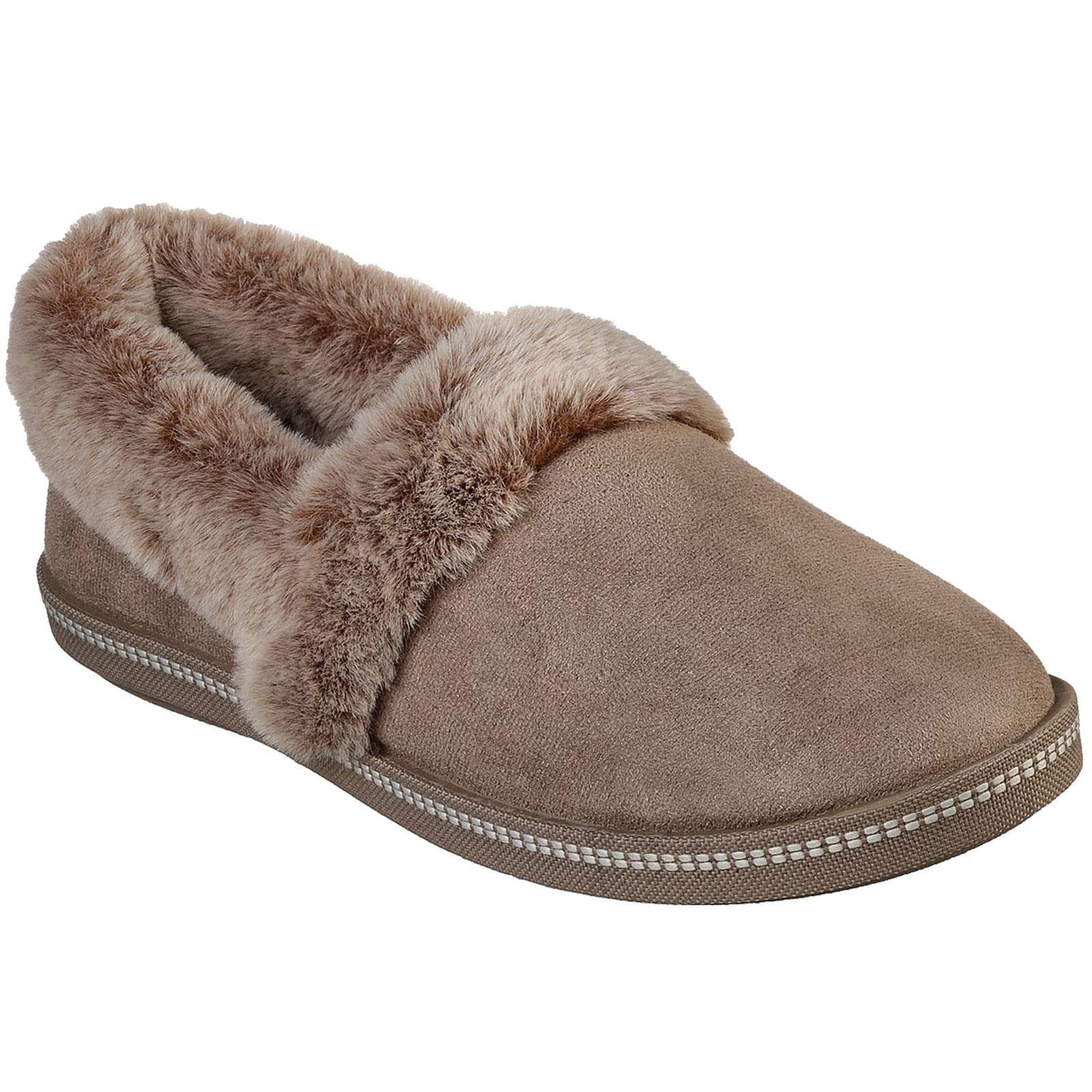 Ladies Skechers Cozy Campfire Team Toasty Dark Taupe Faux Fur Slippers 32777/DKTP