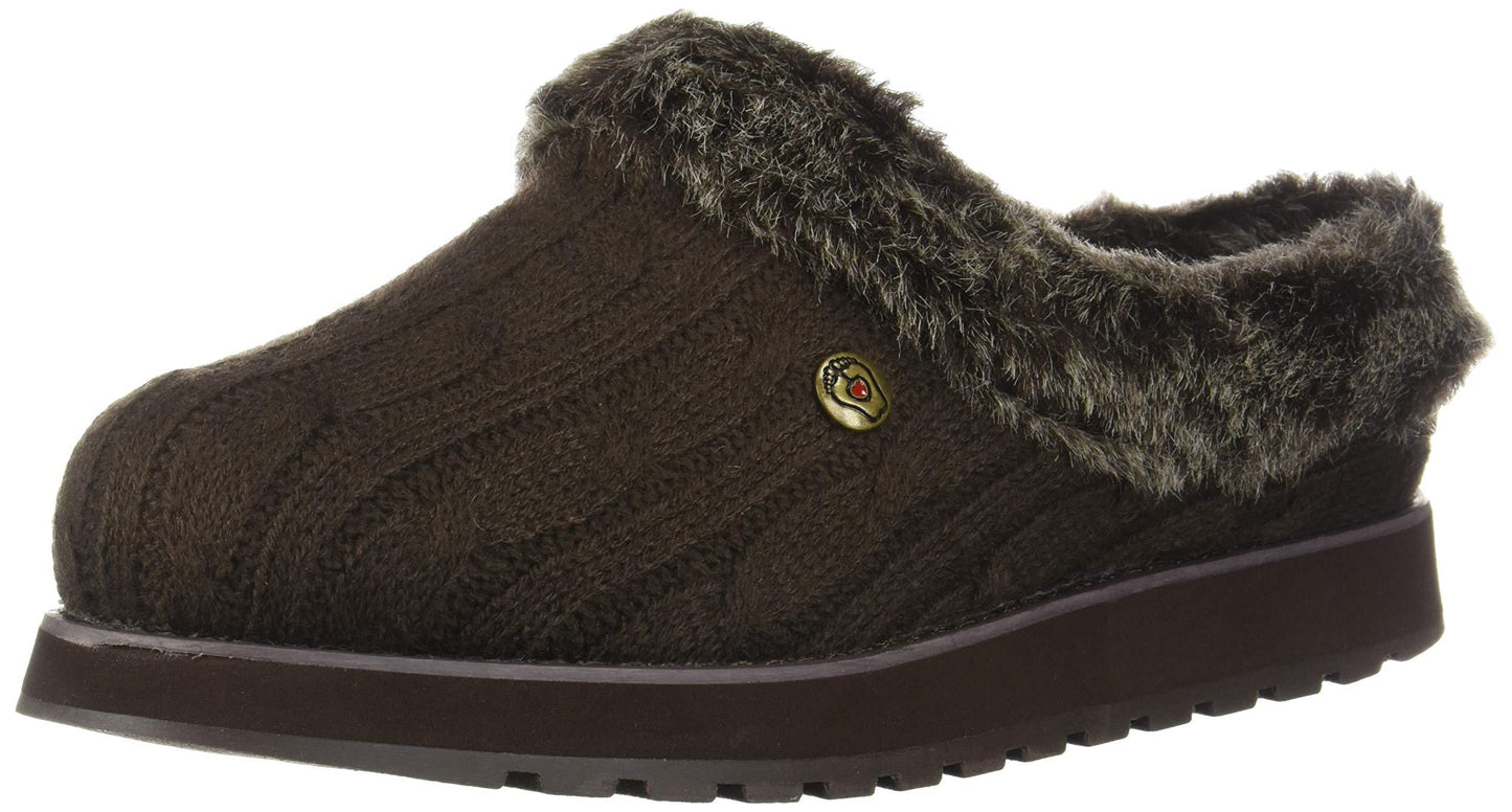 Ladies Skechers Keepsakes Ice Angel Chocolate Faux Fur Wedge Slippers 31204/CHOC