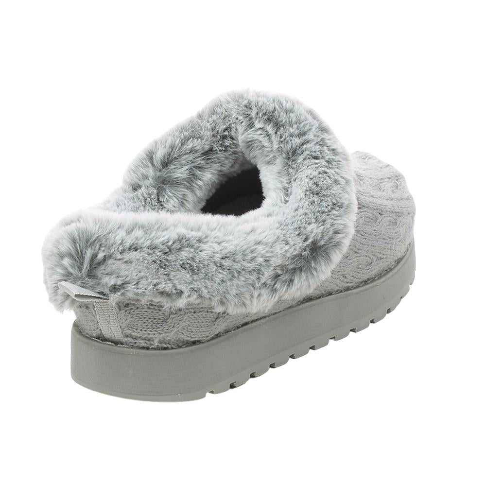 Ladies Skechers Keepsakes Ice Angel Grey Faux Fur Wedge Slippers 31204/GRY