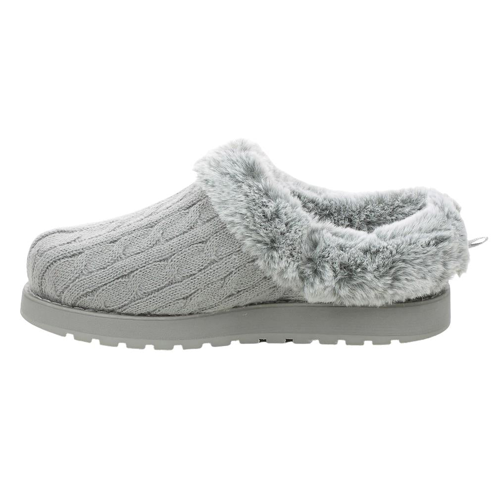 Ladies Skechers Keepsakes Ice Angel Grey Faux Fur Wedge Slippers 31204/GRY