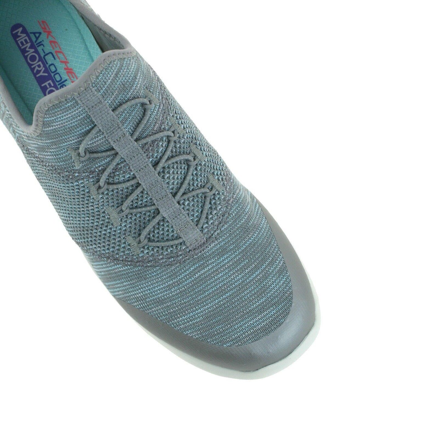 Ladies Skechers Gray/Mint Slip On Memory Foam Shoes 12880/GYMN