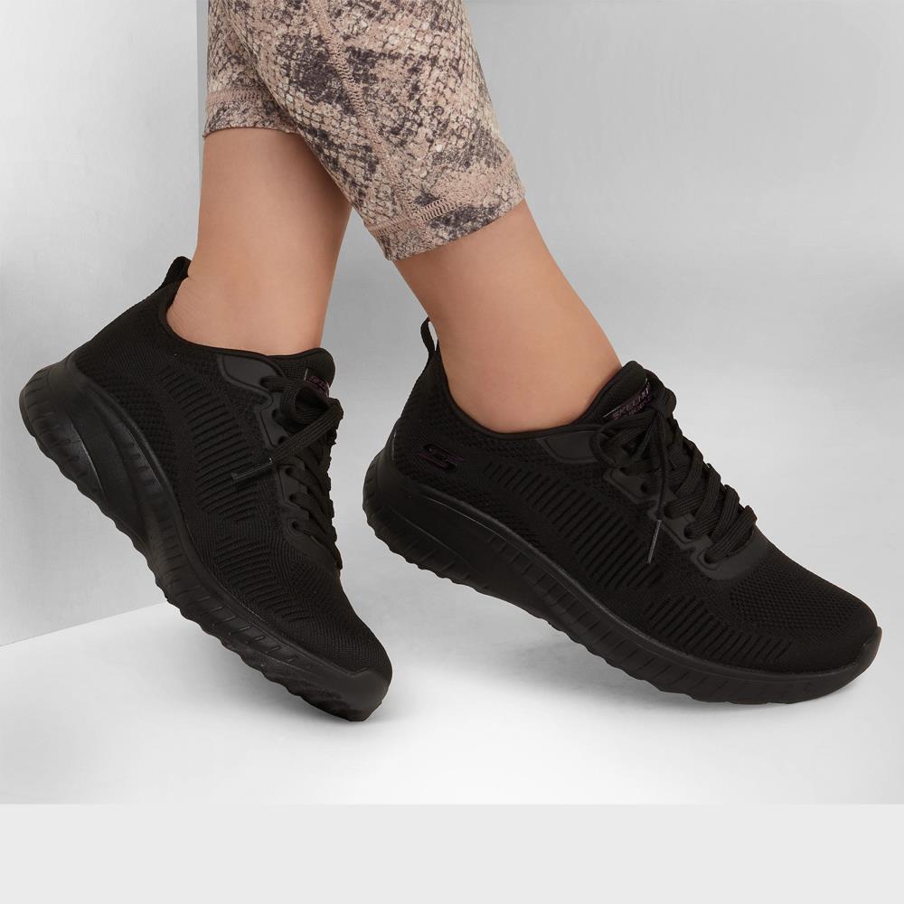 Skechers Ladies Bobs Squad Chaos Face Off Black Trainers 117209/BBK