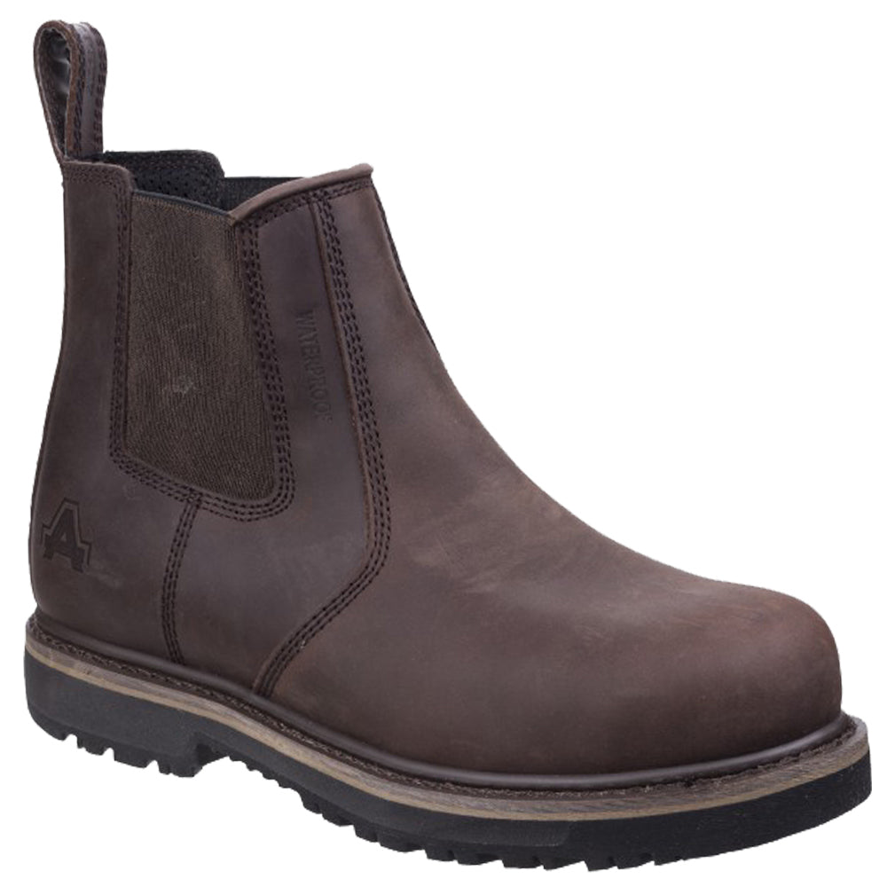 Amblers Mens Waterproof Chelsea Leather Safety Boots AS231 Brown