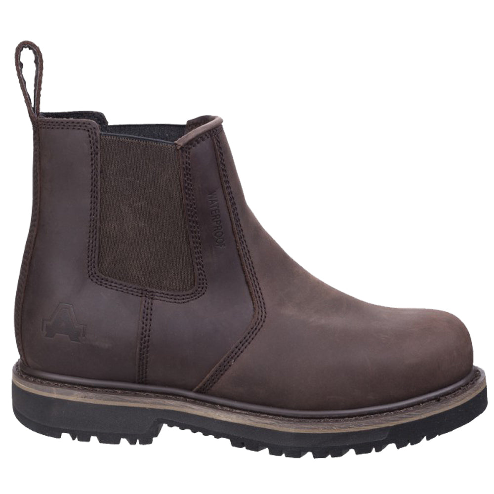 Amblers Mens Waterproof Chelsea Leather Safety Boots AS231 Brown