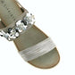 Ladies Cipriata Stone Or Black Flower Shimmer Buckle Sandals L175