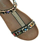 Ladies Cipriata Brizia Black Jewelled Low Heeled Wedge Sandals L489A