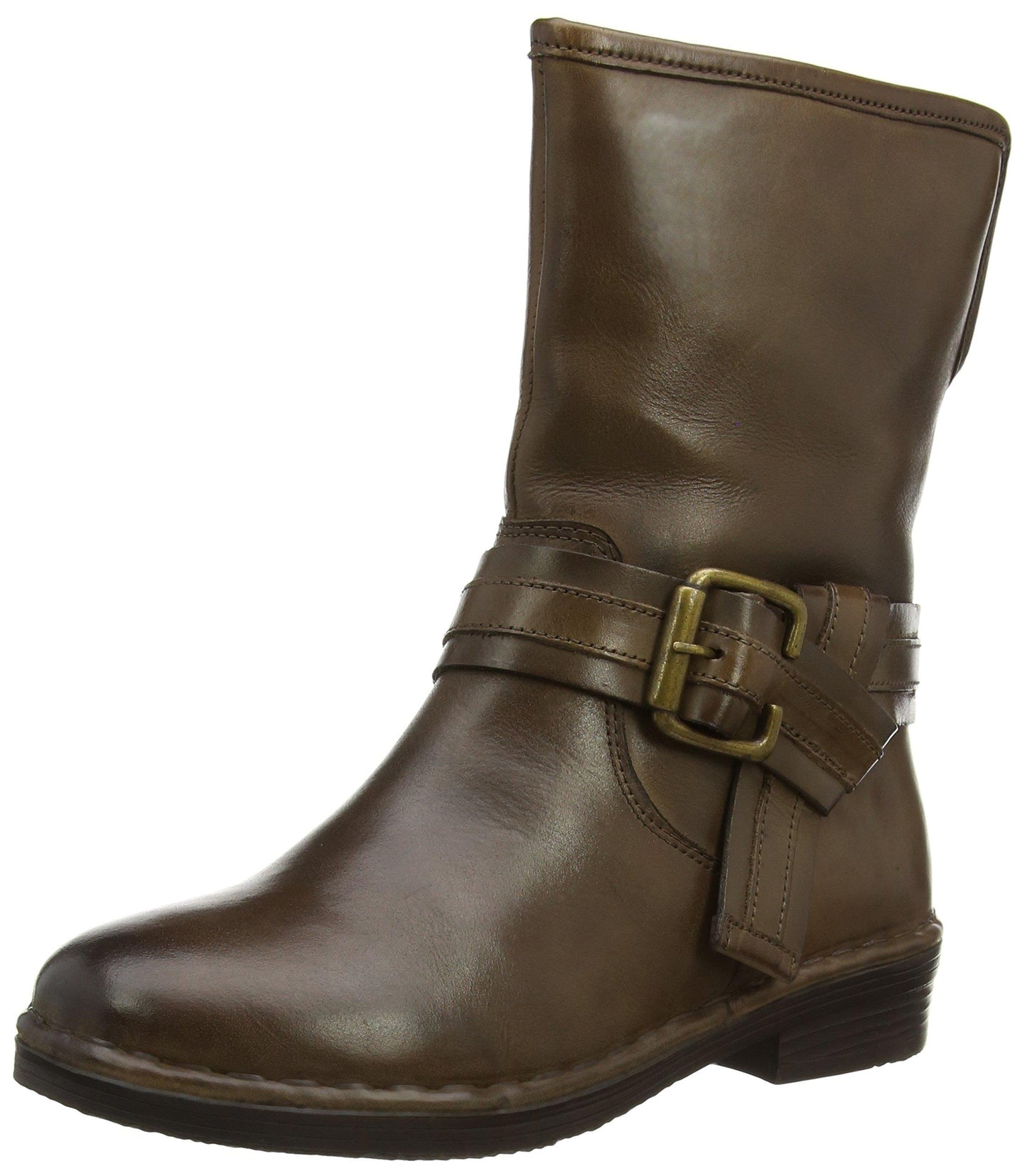 Ladies Lotus Moyle Roll Down Leather Boots Warm Fur Lined Wide Fit Ankle Boots Brown