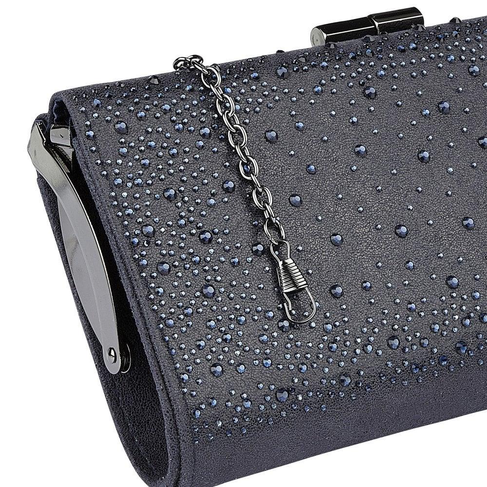 Lotus Chandra Navy Diamante Clutch/Shoulder Bag