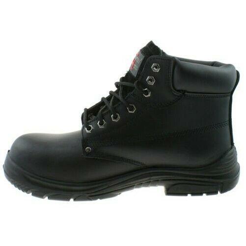 Mens Grafters Black Leather Wide Fitting Safety Work Boots Size 6–13 M9503A