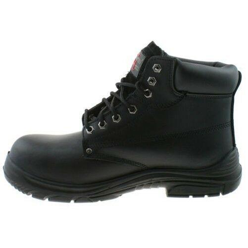 Mens Grafters Black Leather Wide Fitting Safety Work Boots Size 6–13 M9503A