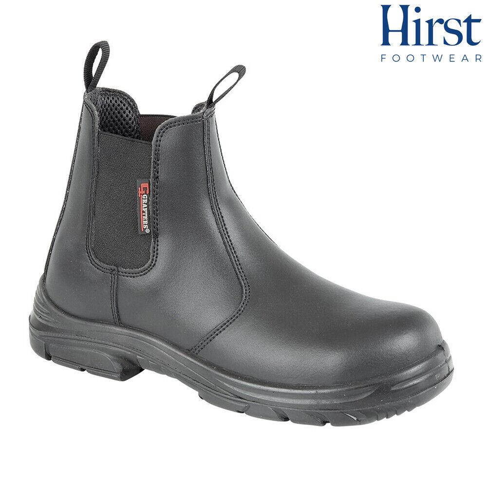 Grafters Black Wide Fitting Safety Dealer Boots M9502A