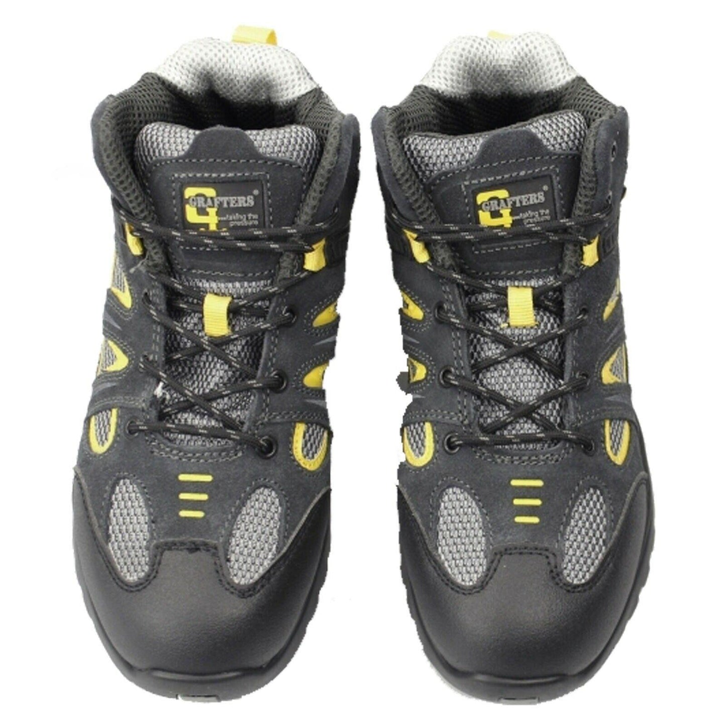Mens Grafters Suede Safety Trainer Boots Grey/yellow Size 3 - 12 M474FZ