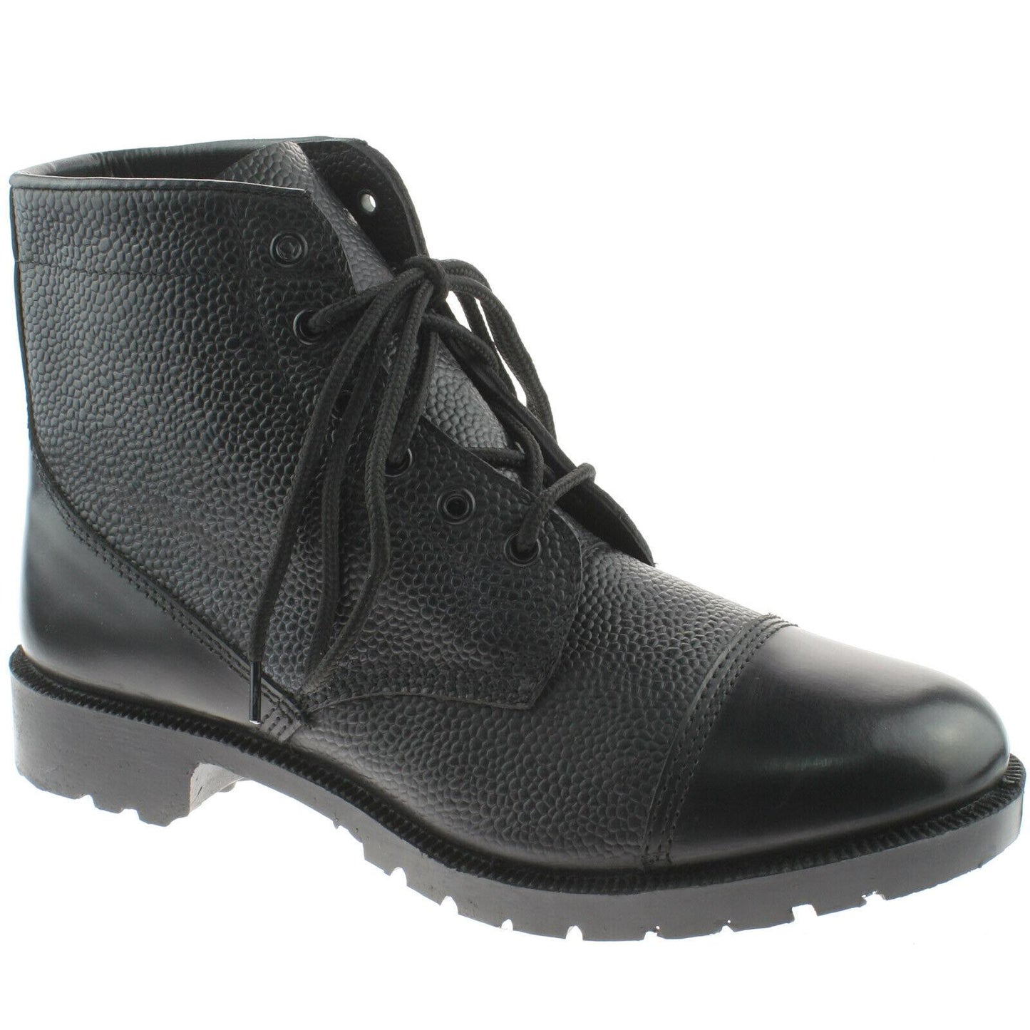 Grafters High Shine Black Leather Cadet 6 Eyelet Boots M166A