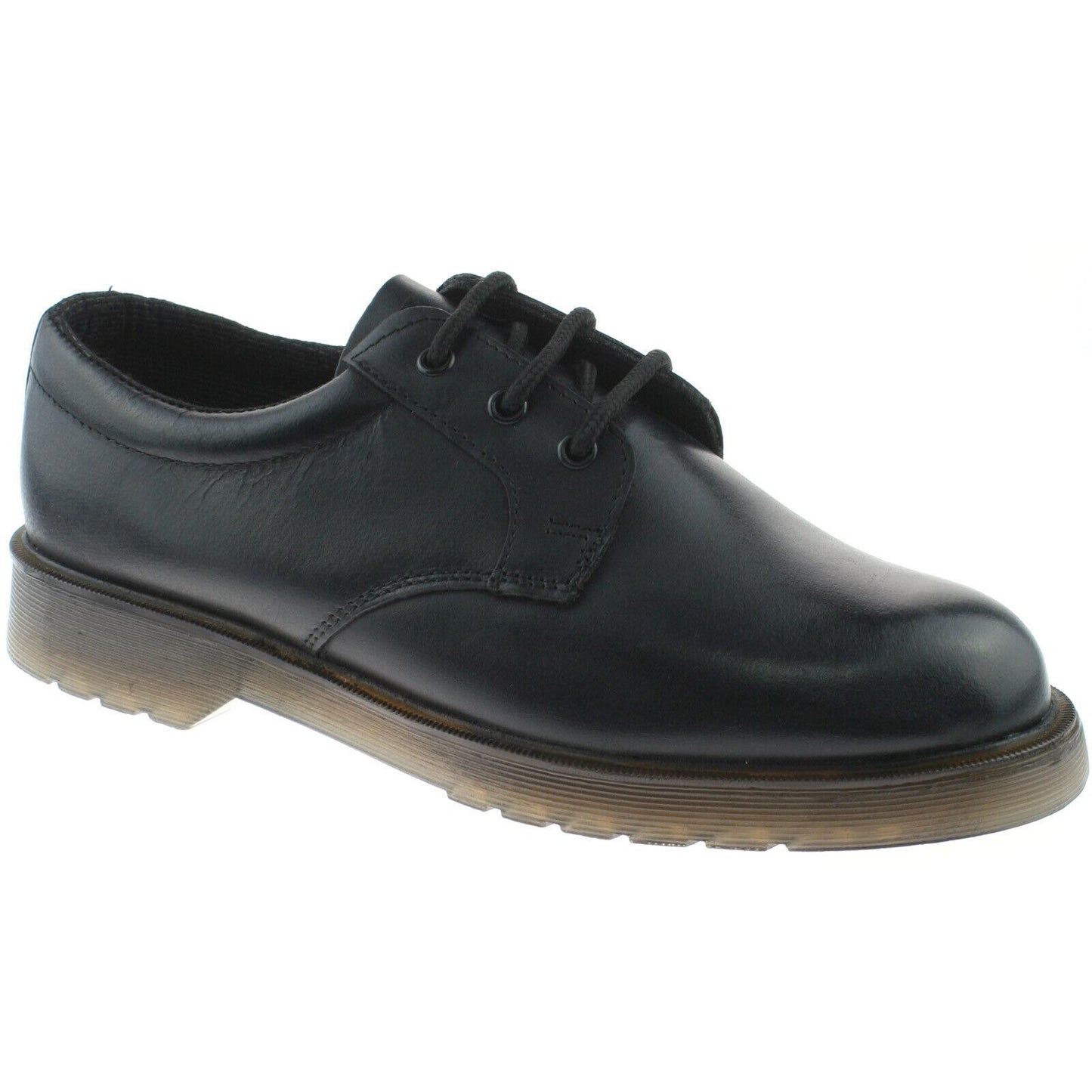 Mens Grafters Black Leather 3 Eyelet Lace Up Uniform Security Shoes M162A