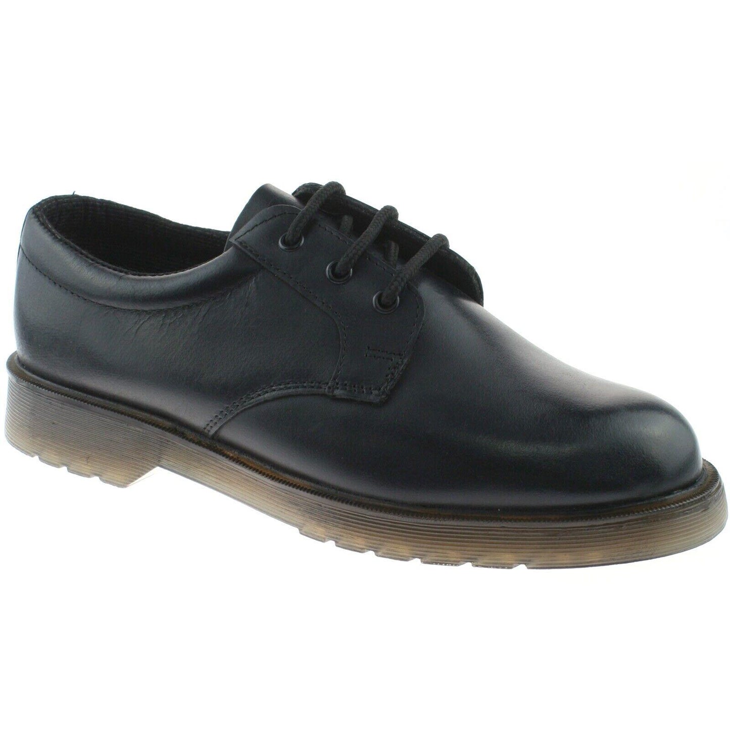Mens Grafters Black Leather 3 Eyelet Lace Up Uniform Security Shoes M162A
