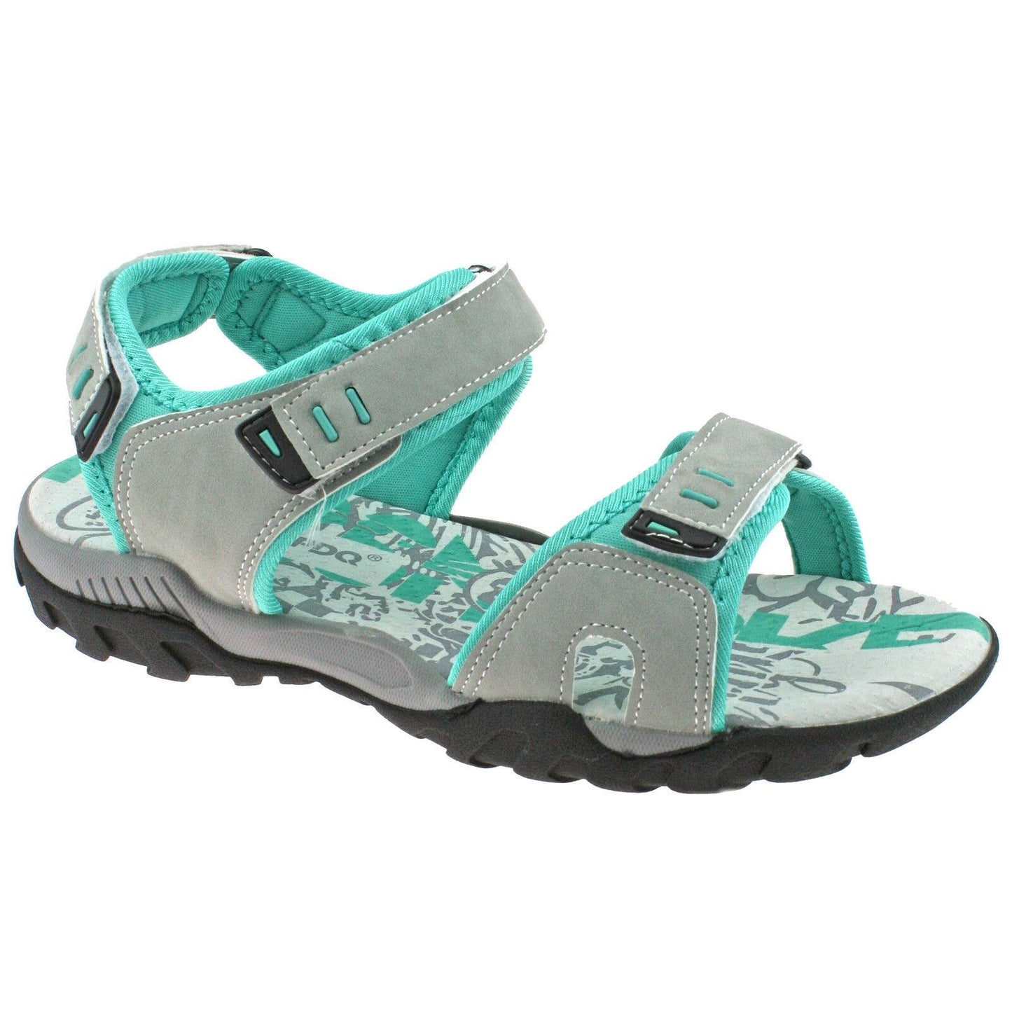 Ladies PDQ Adjustable Sports Walking Sandals Light Grey Mint L498 KD