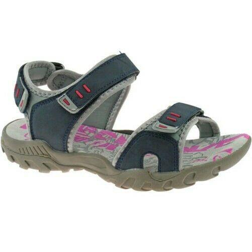 Ladies PDQ Sports Walking Sandals Halter Grey Navy L498