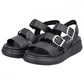 Remonte D0L50-00 Black Leather Adjustable Strap Wide Fit Sandals